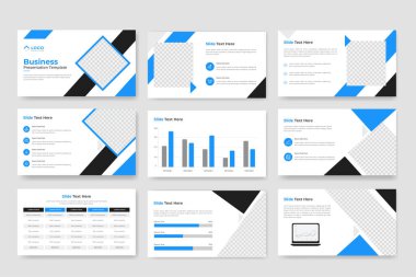 Business PowerPoint sunumu şablon tasarımı sunar. Modern açılış sunumu arkaplanı, broşür tasarımı için kullan