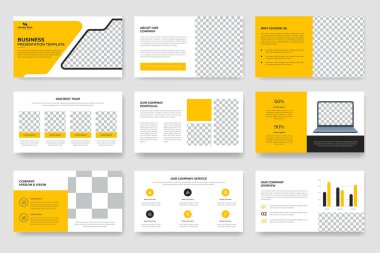 Asgari iş planı sunum slayt tasarımı, kurumsal Powerpoint slaytları, yıllık rapor ve şirket broşürü