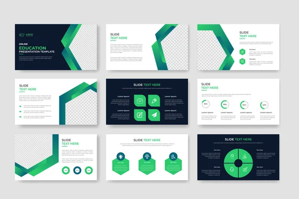 Online Education Learning Powepoint Presentation Template Presentation Slide Template Landing — Stockvektor