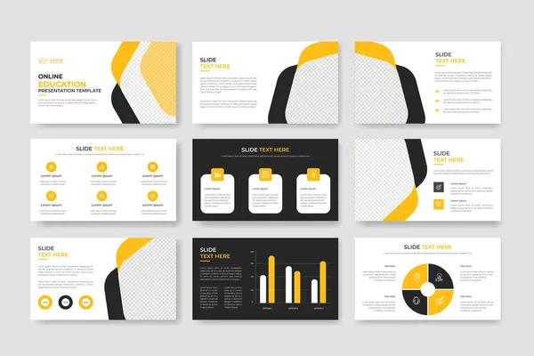 Online Education Learning Powepoint Presentation Template Presentation Slide Template Landing — 스톡 벡터