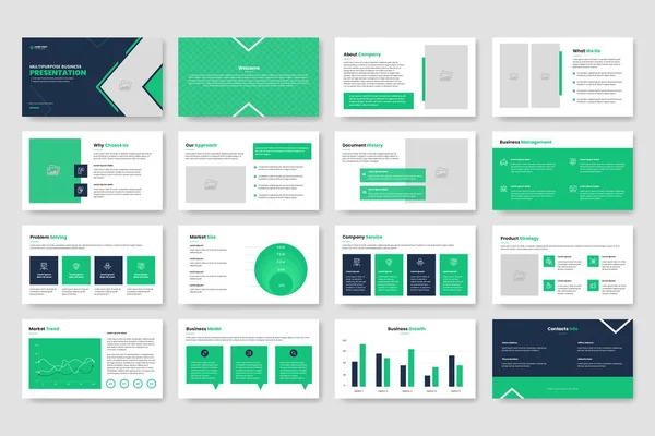 Business Powerpoint Presentation Slides Template Brochure Profil Entreprise Livret Modèle — Image vectorielle