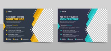 Yaratıcı teknoloji konferans broşürü ve iş dünyası webinar etkinliği sosyal medya afişi davetiye broşürü tasarımı