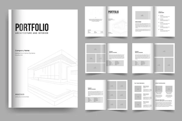Architecture Portfolio Template Design Aménagement Intérieur Portfolio — Image vectorielle