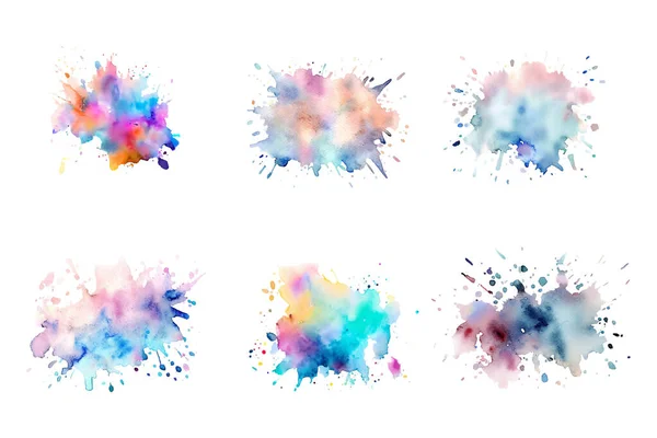Набор Абстрактных Чернил Цветные Брызги Краски — стоковый вектор