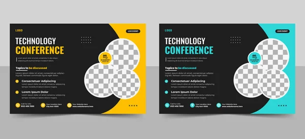 Technologie Conferentie Flyer Template Corporate Business Conference Banner Lay Out — Stockvector