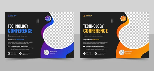 Zakelijke Conferentie Flyer Template Technologie Conferentie Evenement Banner Lay Out — Stockvector
