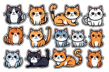 Şirin Komik Kedi Etiketleri ve Kawaii Tırmanışı