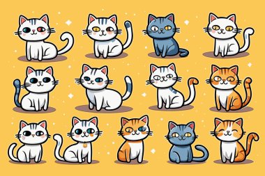 Şirin Komik Kedi Etiketleri ve Kawaii Tırmanışı