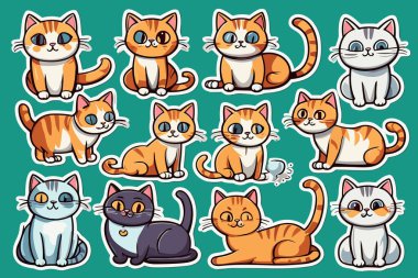 Şirin Komik Kedi Etiketleri ve Kawaii Tırmanışı