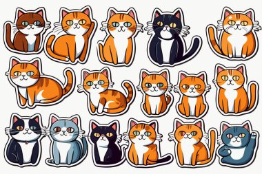 Şirin Komik Kedi Etiketleri ve Kawaii Tırmanışı