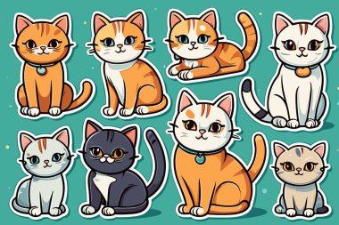 Şirin Komik Kedi Etiketleri ve Kawaii Tırmanışı