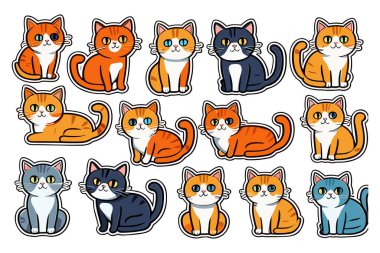 Şirin Komik Kedi Etiketleri ve Kawaii Tırmanışı