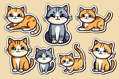 Şirin Komik Kedi Etiketleri ve Kawaii Tırmanışı