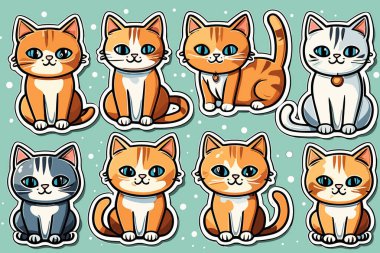 Şirin Komik Kedi Etiketleri ve Kawaii Tırmanışı