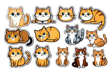 Şirin Komik Kedi Etiketleri ve Kawaii Tırmanışı