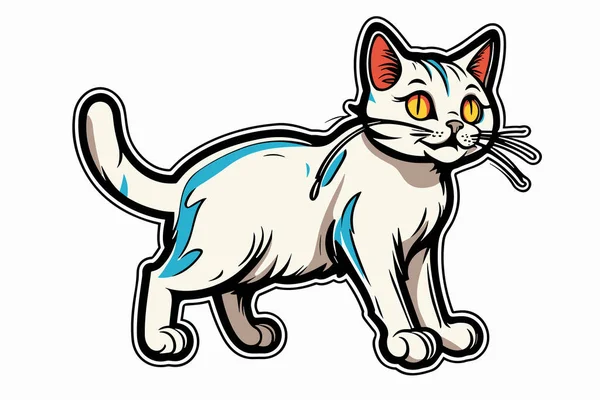 Cute Funny Cat Stickers Illustration Kawaii Digital Clipart — Stock Vector