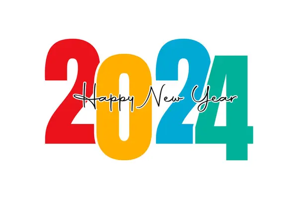 Gelukkig Nieuwjaar 2024 Typografie Ontwerp Collectie Van Kleurrijke 2024 Nieuwjaar Vectorbeelden