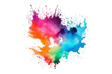 Soyut renkli gökkuşağı renk çizimi ve Suluboya Çember Çerçeve Arkaplanı