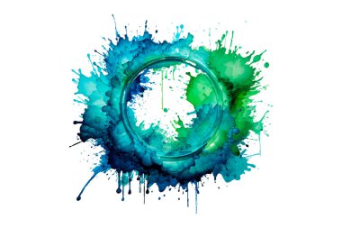 Soyut renkli gökkuşağı renk çizimi ve Suluboya Çember Çerçeve Arkaplanı