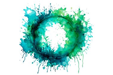 Soyut renkli gökkuşağı renk çizimi ve Suluboya Çember Çerçeve Arkaplanı