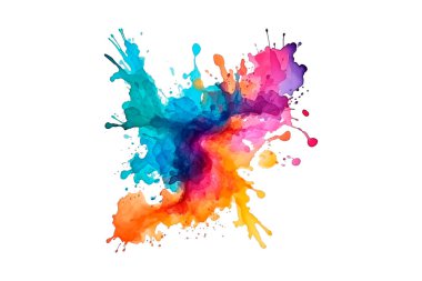 Soyut renkli gökkuşağı renk çizimi ve Suluboya Çember Çerçeve Arkaplanı