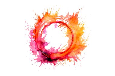 Soyut renkli gökkuşağı renk çizimi ve Suluboya Çember Çerçeve Arkaplanı