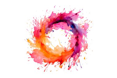 Soyut renkli gökkuşağı renk çizimi ve Suluboya Çember Çerçeve Arkaplanı