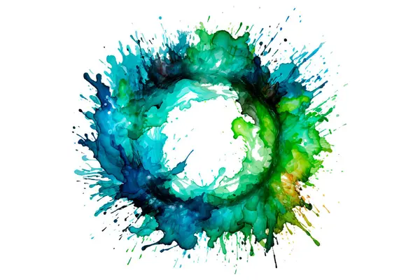 Soyut renkli gökkuşağı renk çizimi ve Suluboya Çember Çerçeve Arkaplanı