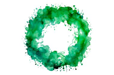 Soyut renkli gökkuşağı renk çizimi ve Suluboya Çember Çerçeve seti şeffaf bir arkaplanda izole edildi