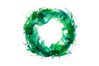 Soyut renkli gökkuşağı renk çizimi ve Suluboya Çember Çerçeve seti şeffaf bir arkaplanda izole edildi