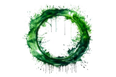 Soyut renkli gökkuşağı renk çizimi ve Suluboya Çember Çerçeve seti şeffaf bir arkaplanda izole edildi