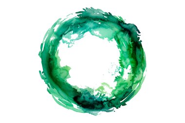 Soyut renkli gökkuşağı renk çizimi ve Suluboya Çember Çerçeve seti şeffaf bir arkaplanda izole edildi