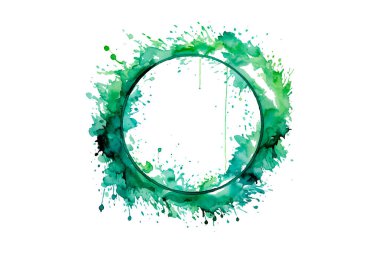 Soyut renkli gökkuşağı renk çizimi ve Suluboya Çember Çerçeve seti şeffaf bir arkaplanda izole edildi