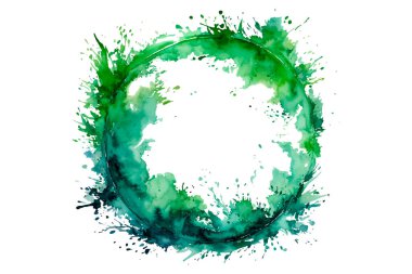 Soyut renkli gökkuşağı renk çizimi ve Suluboya Çember Çerçeve seti şeffaf bir arkaplanda izole edildi