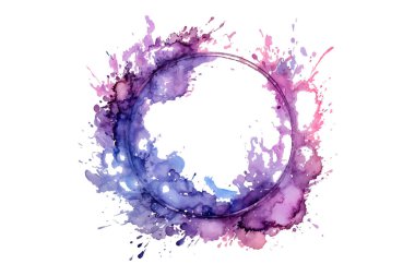 Soyut renkli gökkuşağı renk çizimi ve Suluboya Çember Çerçeve seti şeffaf bir arkaplanda izole edildi