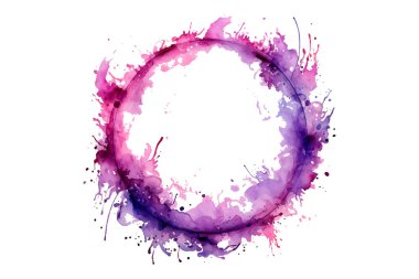 Soyut renkli gökkuşağı renk çizimi ve Suluboya Çember Çerçeve seti şeffaf bir arkaplanda izole edildi