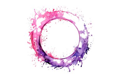 Soyut renkli gökkuşağı renk çizimi ve Suluboya Çember Çerçeve seti şeffaf bir arkaplanda izole edildi