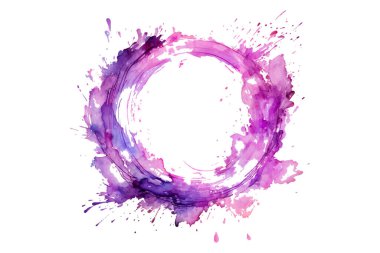 Soyut renkli gökkuşağı renk çizimi ve Suluboya Çember Çerçeve seti şeffaf bir arkaplanda izole edildi