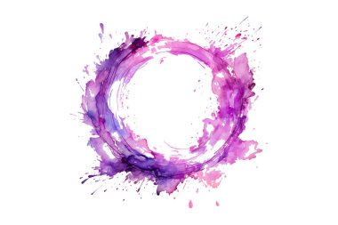 Soyut renkli gökkuşağı renk çizimi ve Suluboya Çember Çerçeve seti şeffaf bir arkaplanda izole edildi