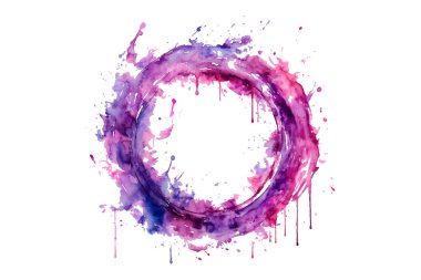 Soyut renkli gökkuşağı renk çizimi ve Suluboya Çember Çerçeve seti şeffaf bir arkaplanda izole edildi