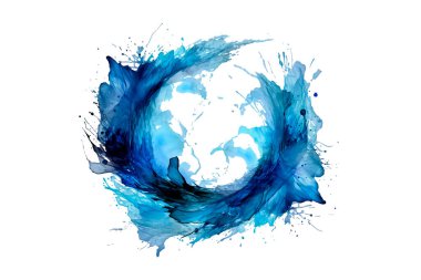 Soyut renkli gökkuşağı renk çizimi ve Suluboya Çember Çerçeve seti şeffaf bir arkaplanda izole edildi