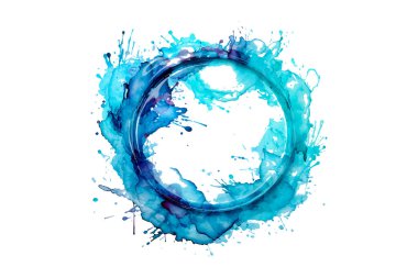 Soyut renkli gökkuşağı renk çizimi ve Suluboya Çember Çerçeve seti şeffaf bir arkaplanda izole edildi