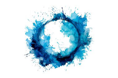 Soyut renkli gökkuşağı renk çizimi ve Suluboya Çember Çerçeve seti şeffaf bir arkaplanda izole edildi