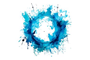 Soyut renkli gökkuşağı renk çizimi ve Suluboya Çember Çerçeve seti şeffaf bir arkaplanda izole edildi