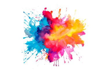 Soyut renkli gökkuşağı renk çizimi ve Suluboya Çember Çerçeve seti şeffaf bir arkaplanda izole edildi