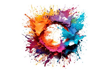 Soyut renkli gökkuşağı renk çizimi ve Suluboya Çember Çerçeve seti şeffaf bir arkaplanda izole edildi