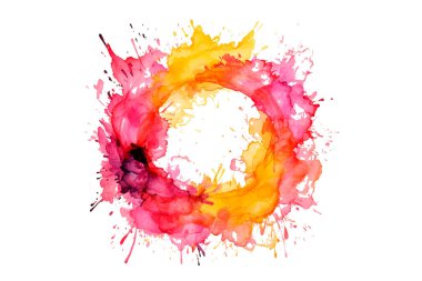 Soyut renkli gökkuşağı renk çizimi ve Suluboya Çember Çerçeve seti şeffaf bir arkaplanda izole edildi