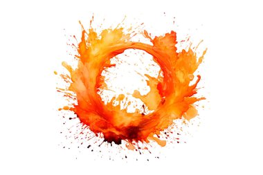 Soyut renkli gökkuşağı renk çizimi ve Suluboya Çember Çerçeve seti şeffaf bir arkaplanda izole edildi