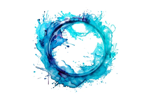 Soyut renkli gökkuşağı renk çizimi ve Suluboya Çember Çerçeve seti şeffaf bir arkaplanda izole edildi