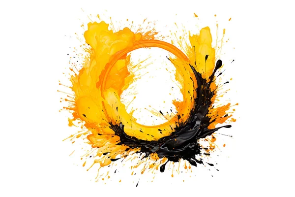 Soyut renkli gökkuşağı renk çizimi ve Suluboya Çember Çerçeve seti şeffaf bir arkaplanda izole edildi